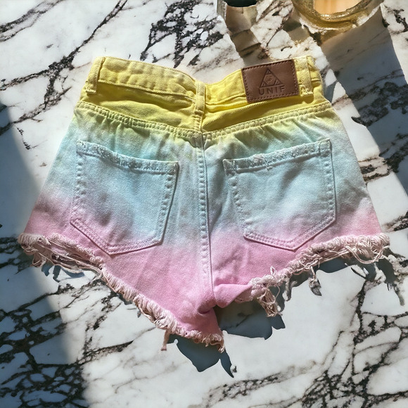 UNIF Rainbow Sherbet Gradient Cutoff Shorts - Picture 2 of 6